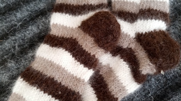 Striped rabbit / alpaca wool socks